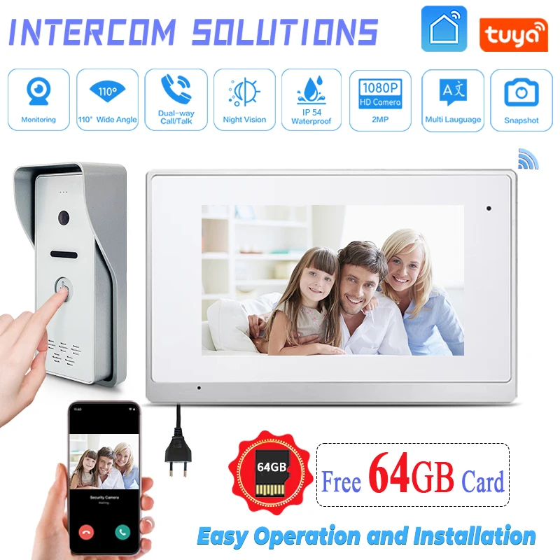 

Competitive Price 7 inch Video Door Phone 1080P HD Camera Waterproof Door Entry Intercom Security System in China Top Factory