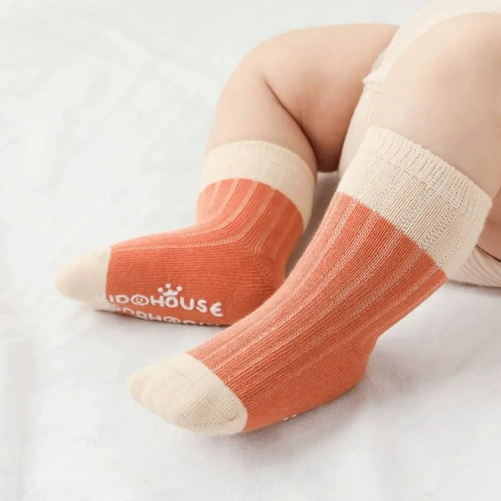 

Breathable Boneless Baby Socks Fashion Anti Slip Solid Color Socks Cotton Printed Mid Length Socks