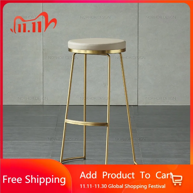 

High Reception Desks Bar Stools Designer Gold Metal Minimalist Relaxing Barstools Aesthetic Height Chaise De Bar Salon Furniture