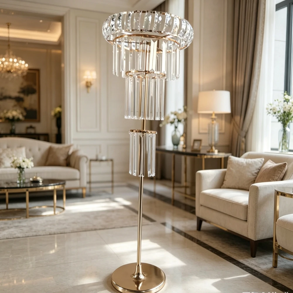 4/10pcs 90-120cm  Shaped Floor Lamp with Crystal Drops Wedding Aisle LED Lighted Centerpiece