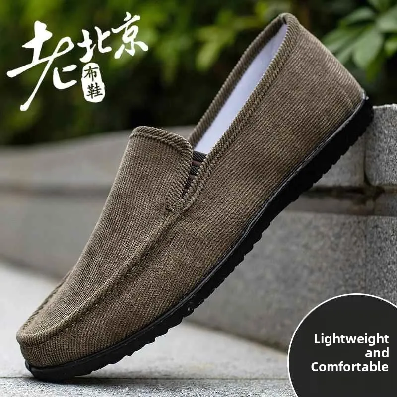 

Пекинские мужские парусиновые летние новые легкие мягкие боты, дышащие слипоны Bean oes, повседневные Canvas oes