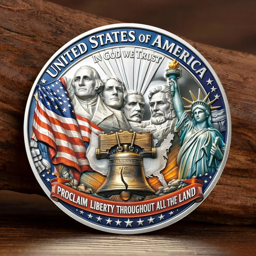 One Nation Under God 250 Years of Freedom Silvery Plated Souvenir Coin Proclaim Liberty Throughout All The Land Collection Coin