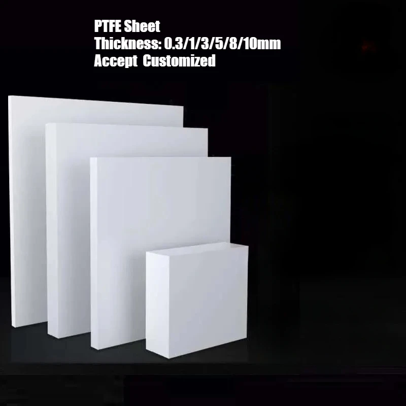 Thick 0.3/1/3/5/8/10mm White PTFE Sheet PTFE Plate Board Polytef Plate Block Anti-Corrosion Machining Model Processing Material
