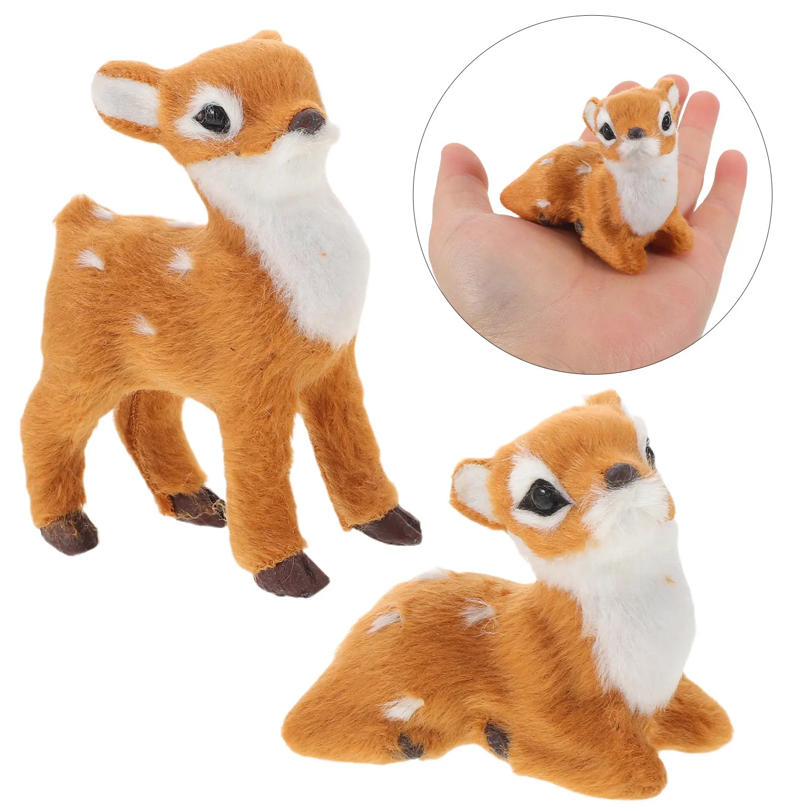 ตุ๊กตาสัตว์รูปกวางน่ารัก 2 ชิ้น: รูปทรงลูกกวางสมจริงพร้อมผ้าเนื้อนุ่มสำหรับกอดตลอดปี, งีบหลับในห้องเรียน, งานเฉลิมฉลองวันหยุด