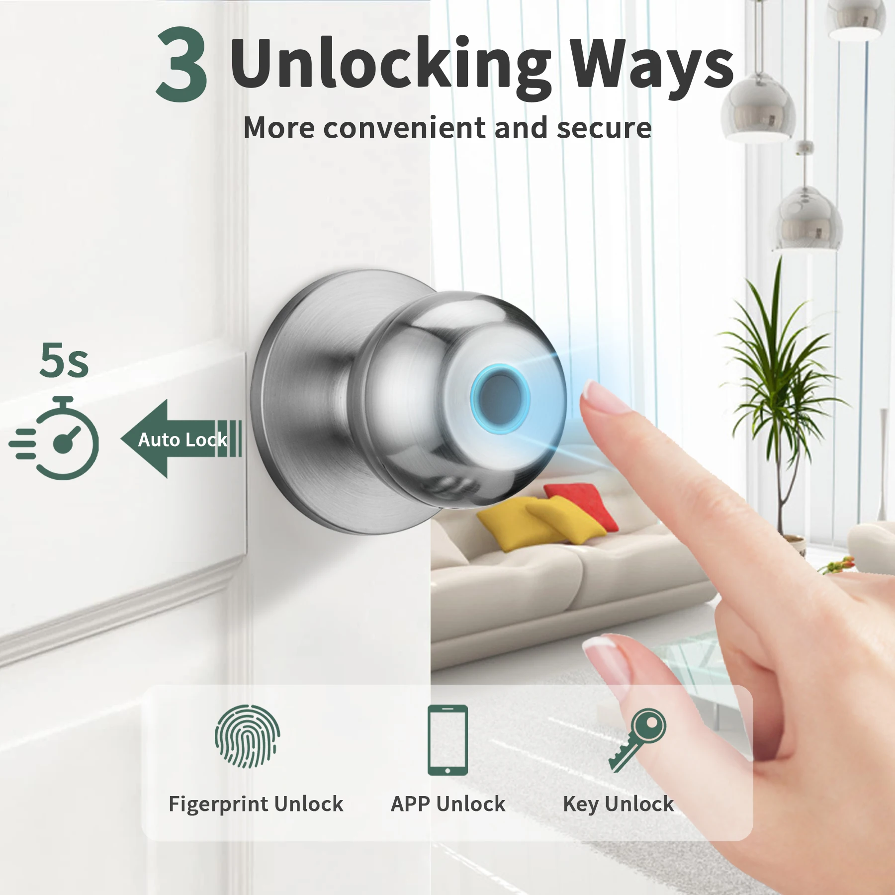 Local products Fingerprint Door Lock For Bedroom Smart Lock Biometric Door Knob Lock with App for Bedrooms Cloakroom Offices