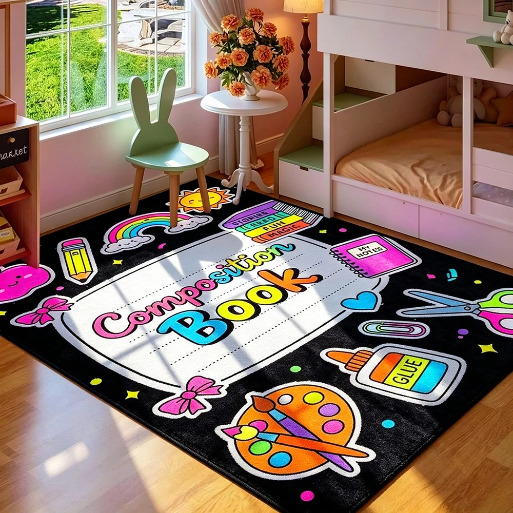 Home Decor Color Palettes - Composition Book Area Rug Colorful Stationery