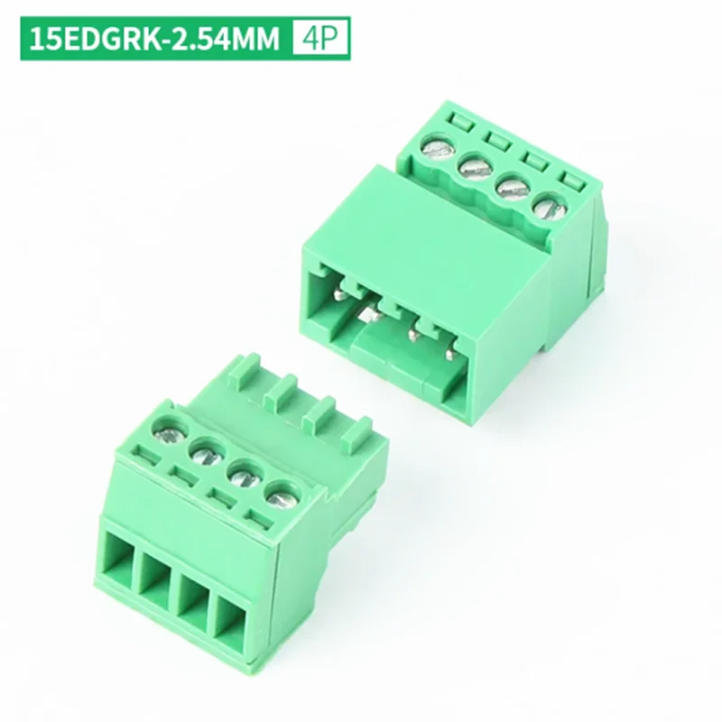 1set/lot 2EDGRK-2.54MM Micro Terminal Block Plug-in 15EDG 2P/3P/4P/5P-16P Male and Female Set Green Screw 2EDG-2.54mm Terminal