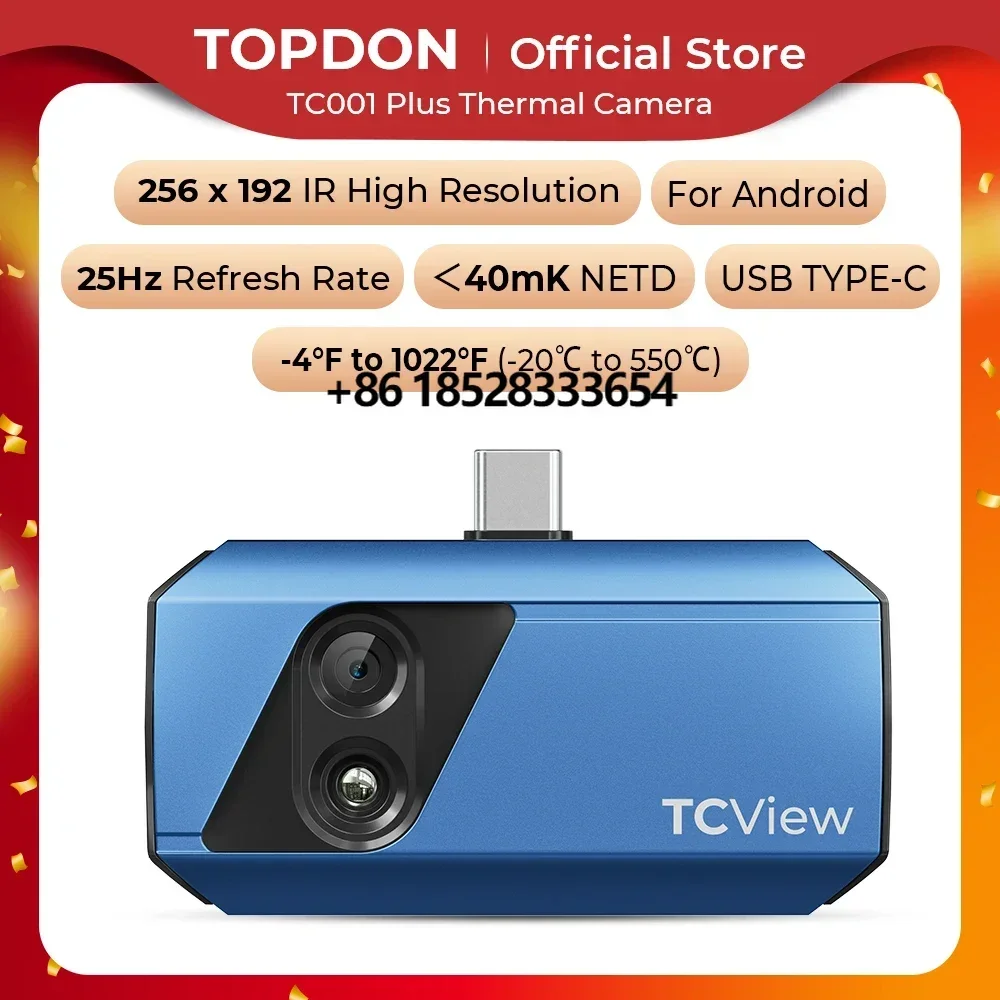 TOPDON TC001 Plus Thermal 256*192 Pixels 100W Visible Light Lens High Resolution Infrared Handheld for Android Tablet