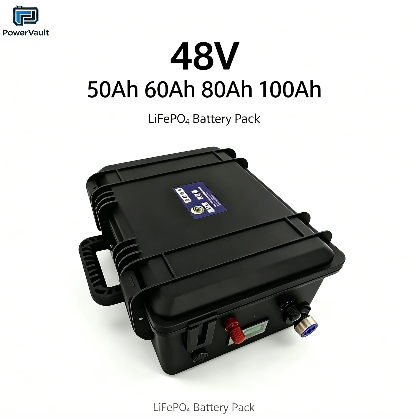 48V 50/60/80/100Ah LiFePO4 Battery, 100A BMS, Waterproof Deep Cycle Boat RV Solar Trolling Motor Charger, 4000 Cycles