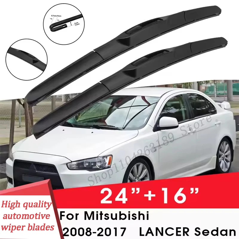 

Car Wiper Blade Front Window Windshield Natural Rubber For Mitsubishi LANCER Sedan 2008-2017 LHD RHD 24"+16" Car Accessories