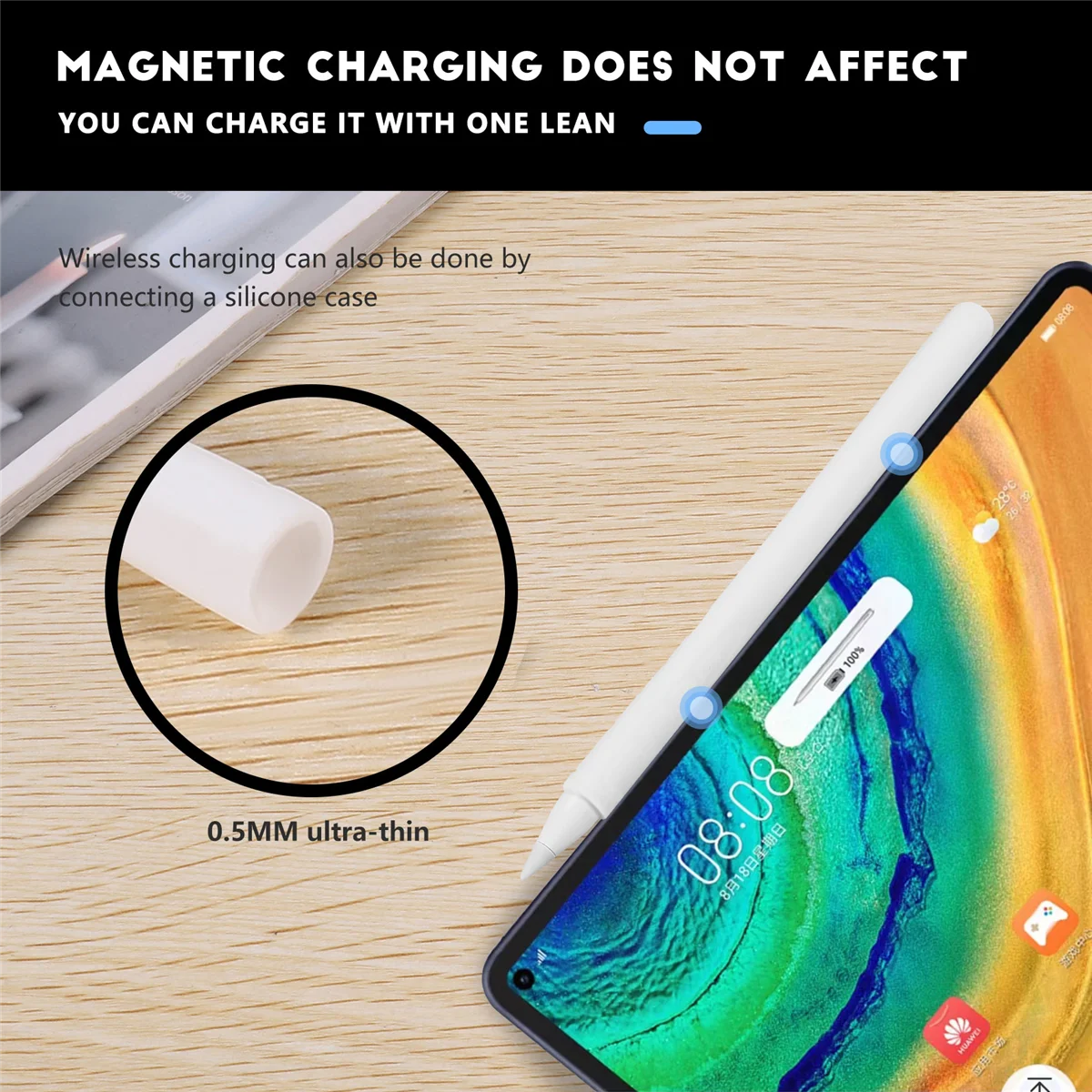 FZFZ Tablet Stylus Pen Capa protetora para lápis 2 casos portátil macio silicone lápis caso acessório branco