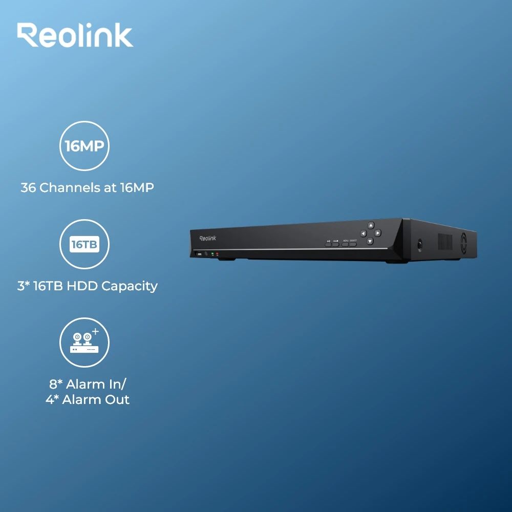 

Reolink 36CH 12MP Security Camera System 2-Way Audio 4K NVR for 5MP/8MP IP Camera 24/7 Video Recording Surveillance System NVS36