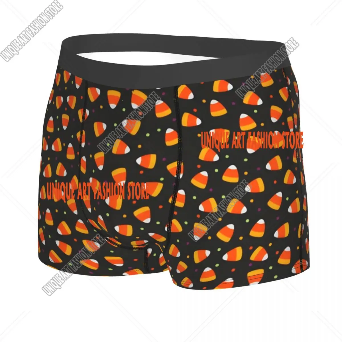 Custom Candy Corn Dots On Black Halloween Novelty Underwear Male Printed Boxer Briefs Shorts Panties Soft Underpants