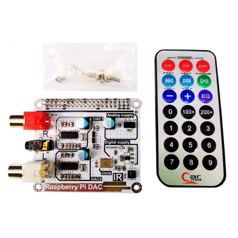 Dual ES9023 Decode volumio moode I2S Digital Audio Sound Card Expansion Board With Remote Control 192K 24Bit For Raspberry Pi