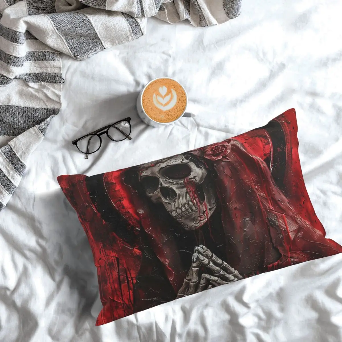 Santa Muerte Saint Death Goth Mexican Muertos Skull Rectangle Pillowcase Cushion Cover Decorative Bedroom Bed Home Throw Pillow