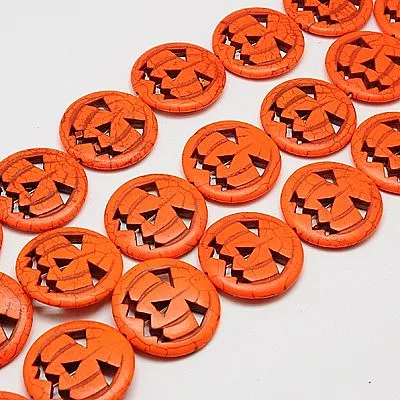 1 Strand Halloween Pumpkin Lantern Synthetic Turquoise Beads Colorful Spacers for Jewelry Making DIY Earring Bracelet Necklace
