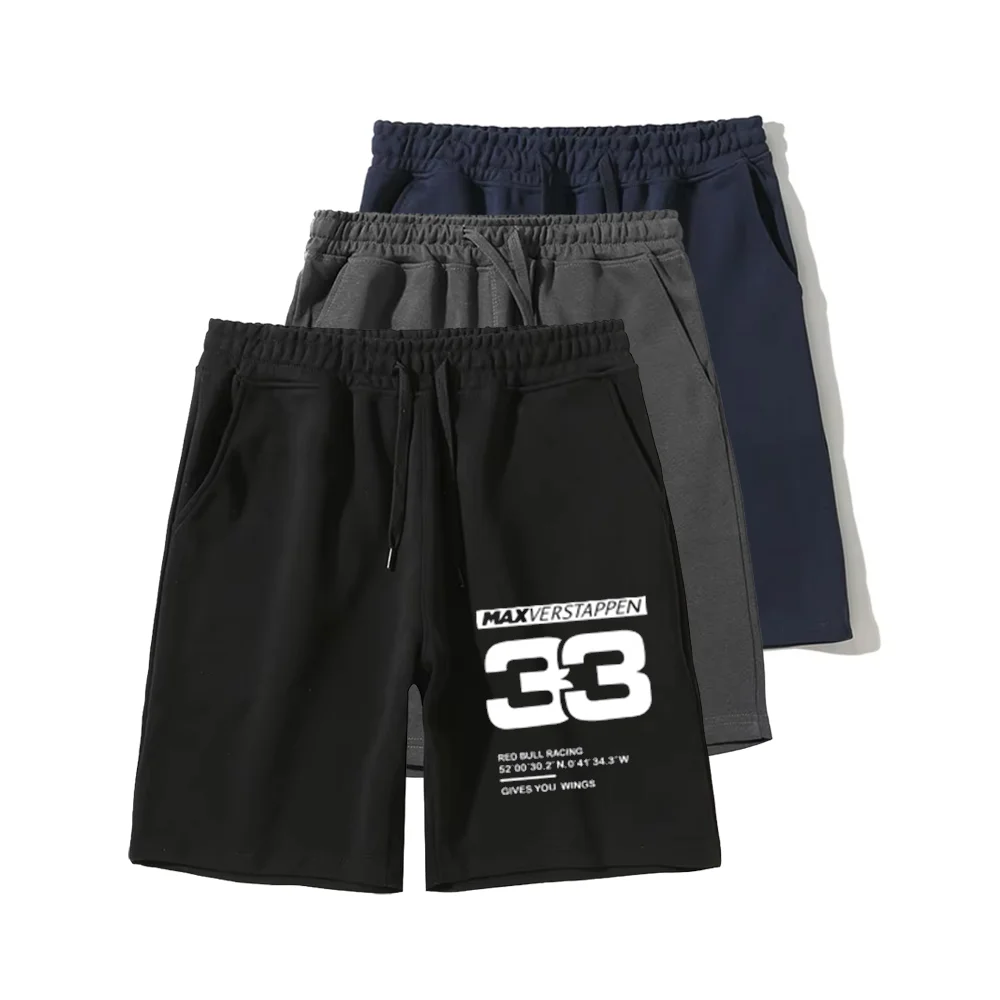

​​summer Men's Black Shorts with Racing Number Print Breathable Cotton Summer Sportswear Motorsport Style Casual Bottom​​ Pants