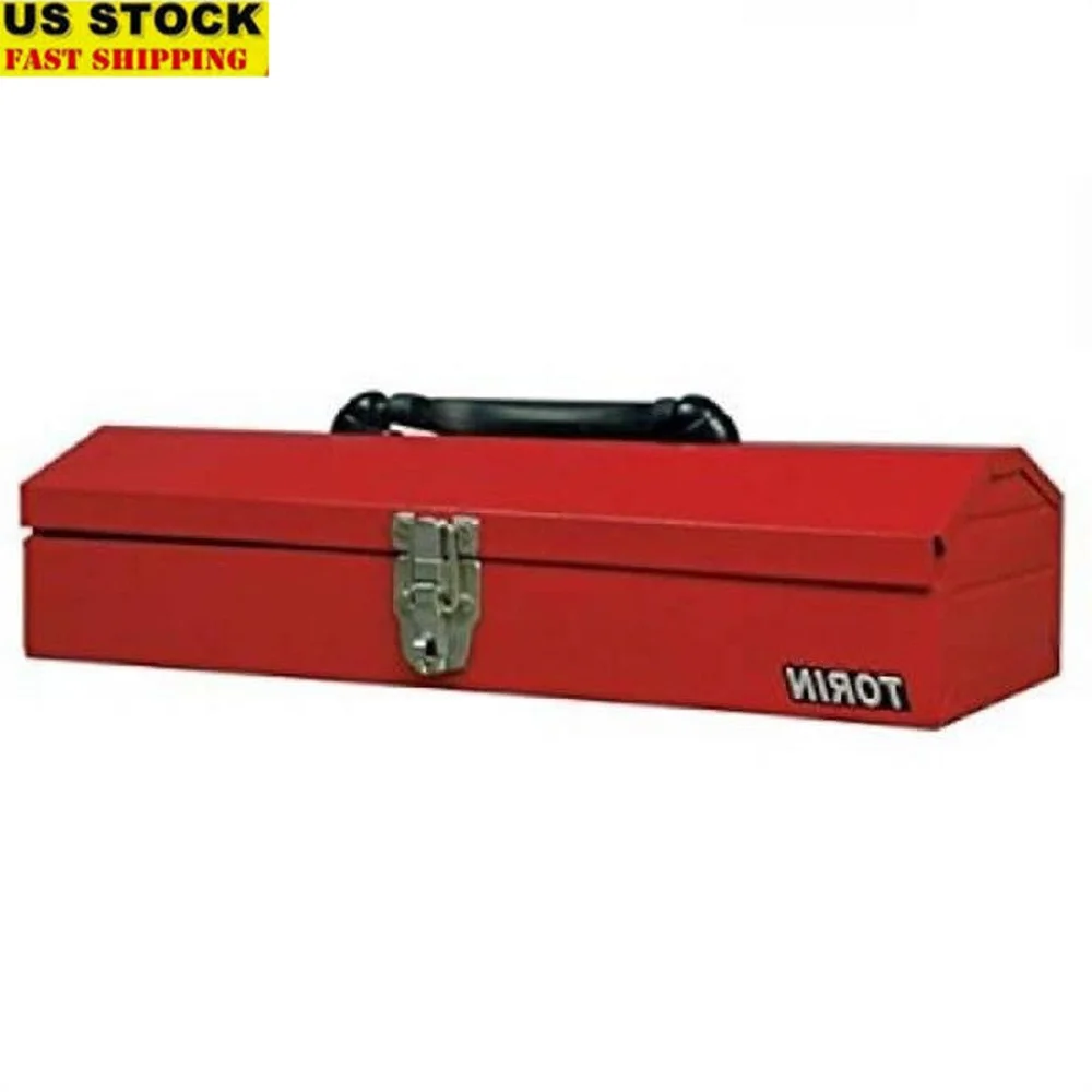 

Portable Heavy-Duty Toolbox 16 Inch Hip Roof Style Durable Steel Construction Comfortable Grip Handle Ideal Garage Workshop Job