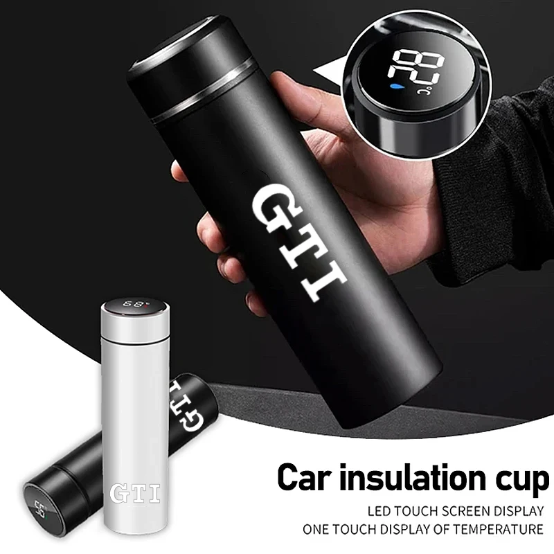 Auto Fahrzeug Tragbare Smart Edelstahl Thermos Tasse Für Volkswagen GTI Passat Golf Polo Scirocco Tiguan Jetta Arteon Käfer