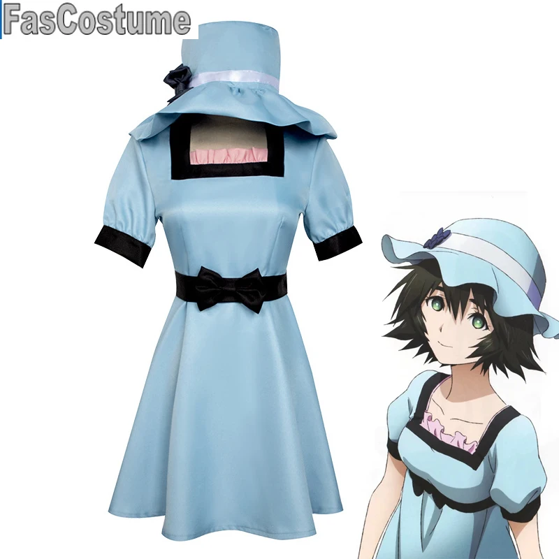

FasCostume Game AnimeSteinsGate Shiina Mayuri Dress Hat CosplayCostumeBlue Dress Party Role Play Dresses Halloween Party Clothes