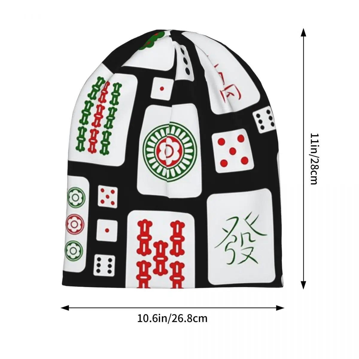 Mahjong Tiles Game Dice Warm Knitted Cap Fashion Bonnet Hat Autumn Winter Outdoor Beanies Hats for Unisex Adult