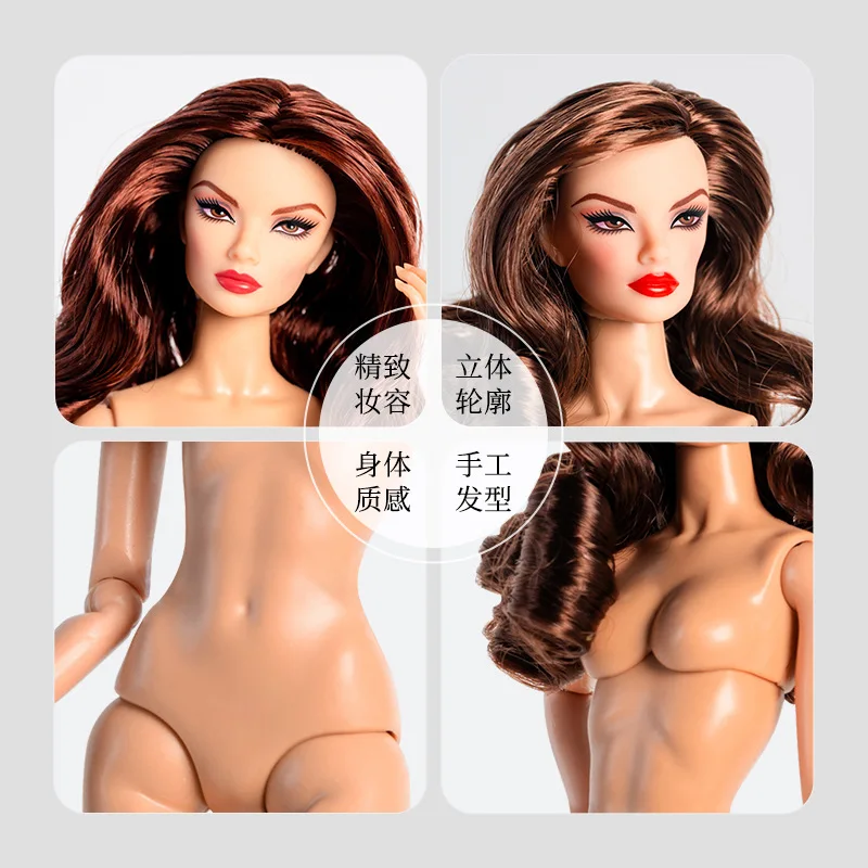 الجلد الأسود عارضة أزياء دمية 32 سنتيمتر مجعد الشعر أفريقيا دمية 1/6 الجلد العادي عارية الجسم دمية المشتركة المنقولة فستان اللعب جامع هدية #3