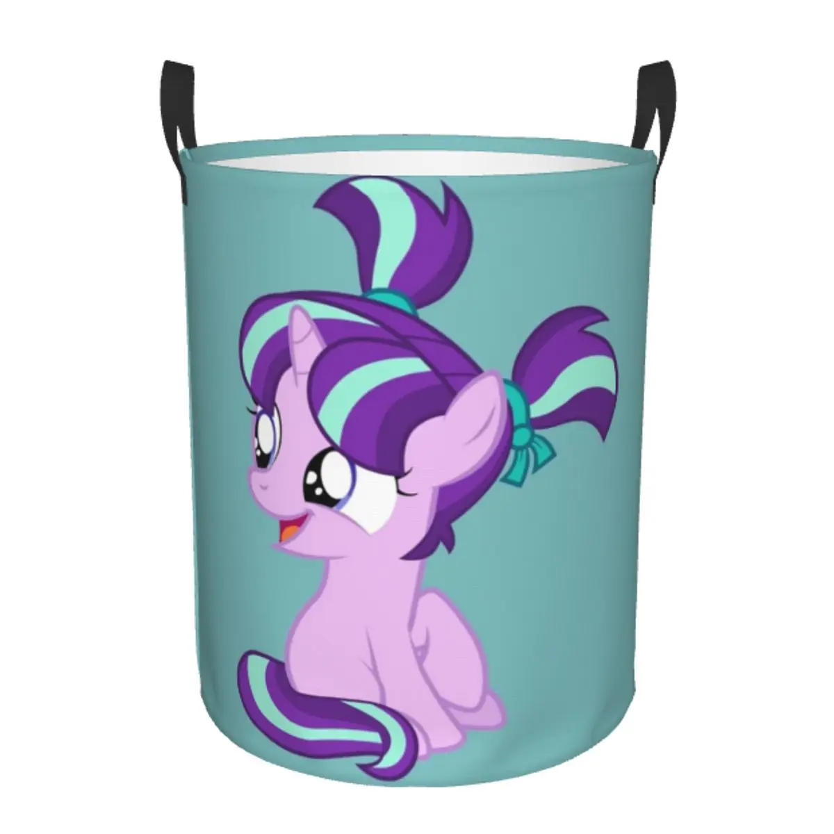 

Breathable Round Laundry Hamper My Little Pony Single-Layer Dirty Clothes Basket with Easy-Care Fabric for Home Organization