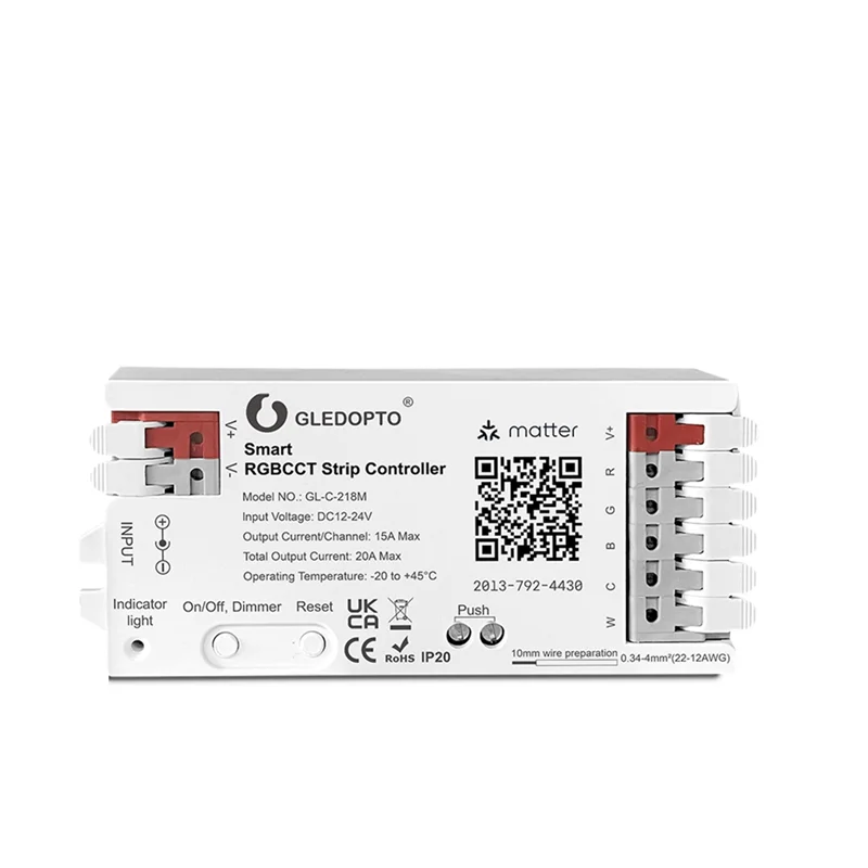 ABWP-GLEDOPTO Matter Protocol RGBCCT LED Controller RGBCW Light Strip Controller Compatible Withamazon Google  APP