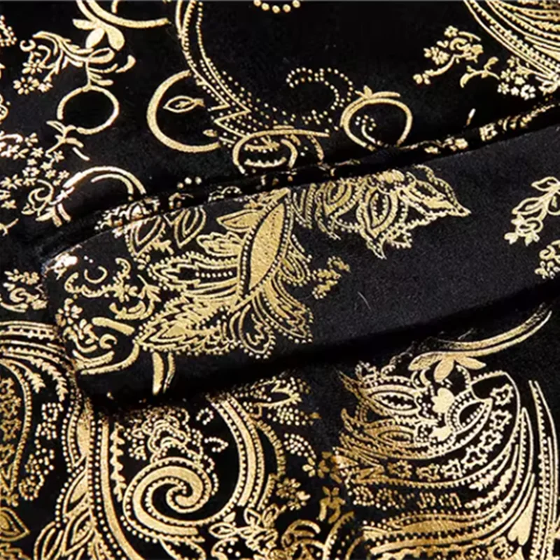 Luxury Golden Velvet Suit Jackets Men Business Social Wedding Groom Tuxedo Dress Homme Slim Fit Single Breasted Printed Blazers