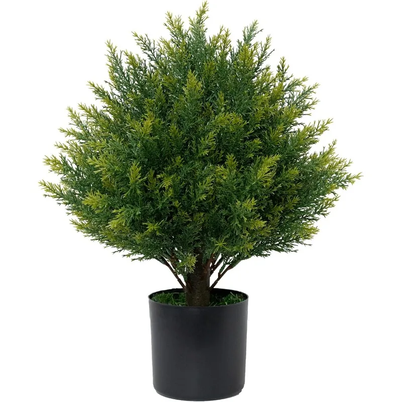 Artificial Topiary Ball Tree 19''T Artificial Little Bush Ball Tree UV Resistant Shrub Potted Artificial Plant for Outdoor