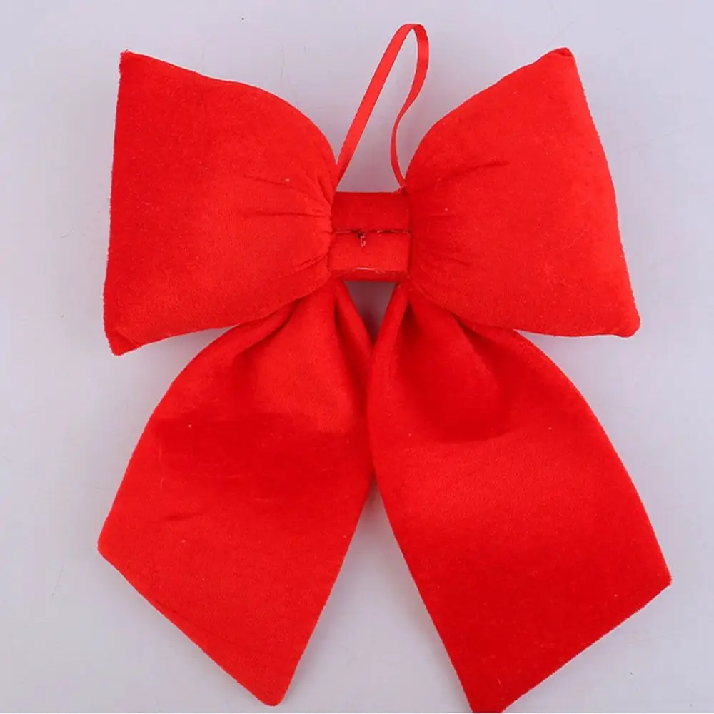 Hanging Ornament Red Christmas Bow DIY Reusable Xmas Tree Bowknot Pendant Flannelette Large Size Christmas Tree Decorations