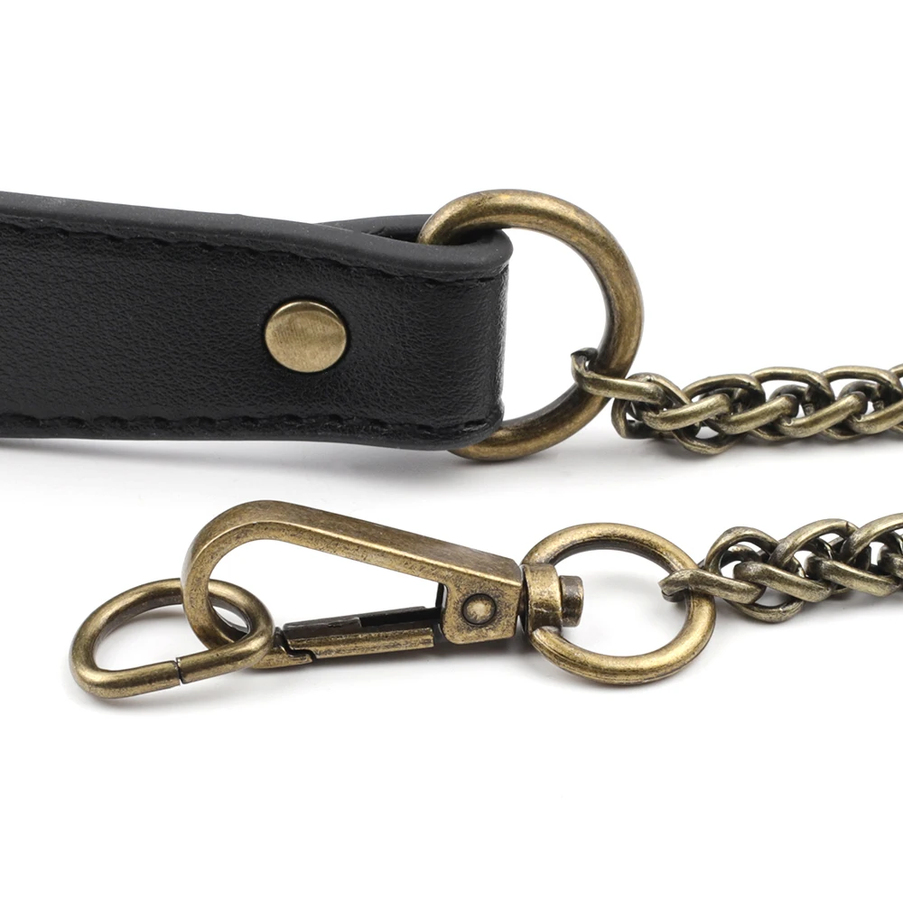 Fashion PU Leather With Bronze Metal Chain 116CM Replacement Shoulder Strap Crossbody Bag Handle Bag Replacement Accessories