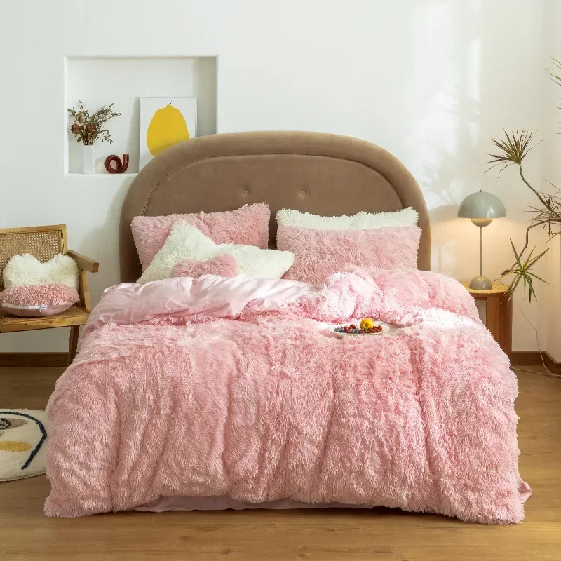 

2021 Promotion New Super Soft Coral Fleece Duvet Cover Winter Thicken Long Plush Quilt Rainbow Color Not Including Pillowcase