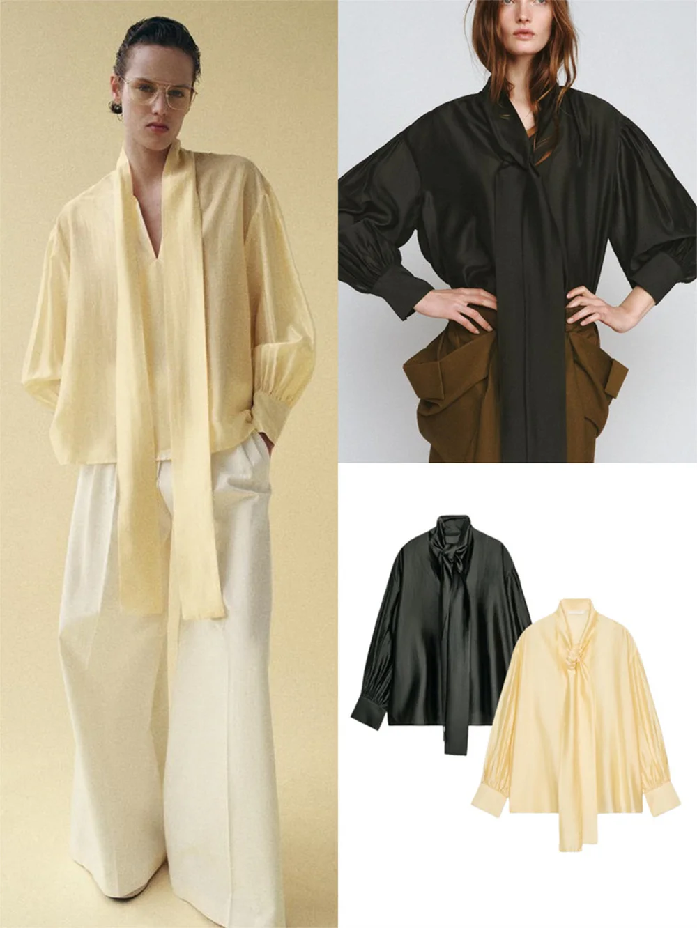 

Casual Silk Long Sve Women's irt Knot Decor New Spring Summer Faion Design irt Comfortable Fit Regular Length