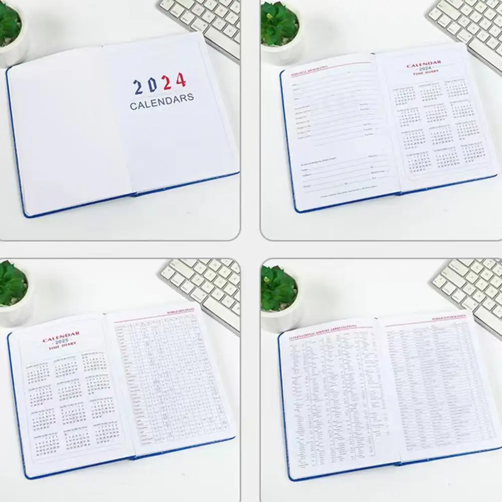 2024 영어 어젠다 북, 365 일 A5 인조 가죽 커버, 데일리 주간 플래너, 어젠다 플랜, 주간 일기 정리함