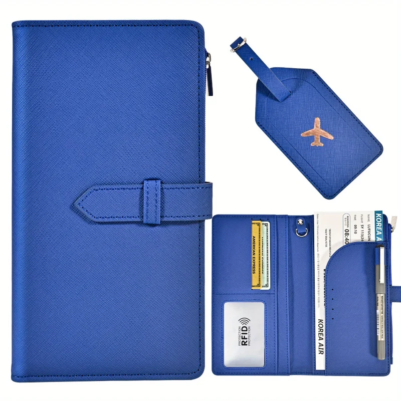 2pcs Stylish Waterproof Passport Holder Set - Travel Wallet with Organized Compartments, Unisex Design for Women and Men, Compac