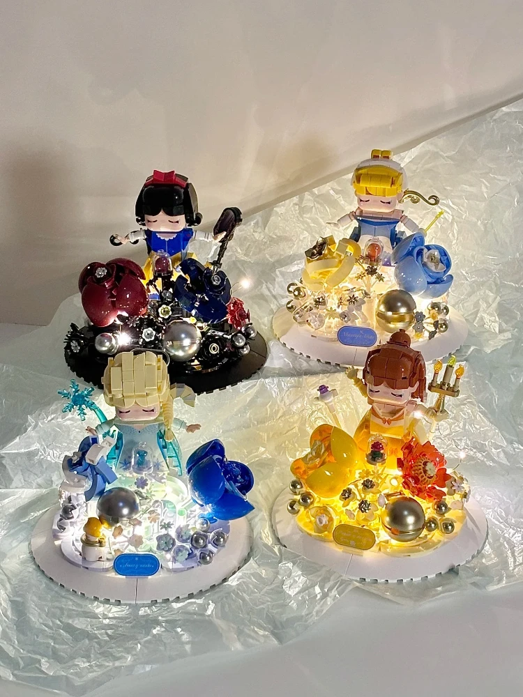 Blocs de Construction série princesse conte de fées, modèle d'assemblage de Construction de bureau décoratif, princesse Elsa, blanche-neige, cadeau MOC