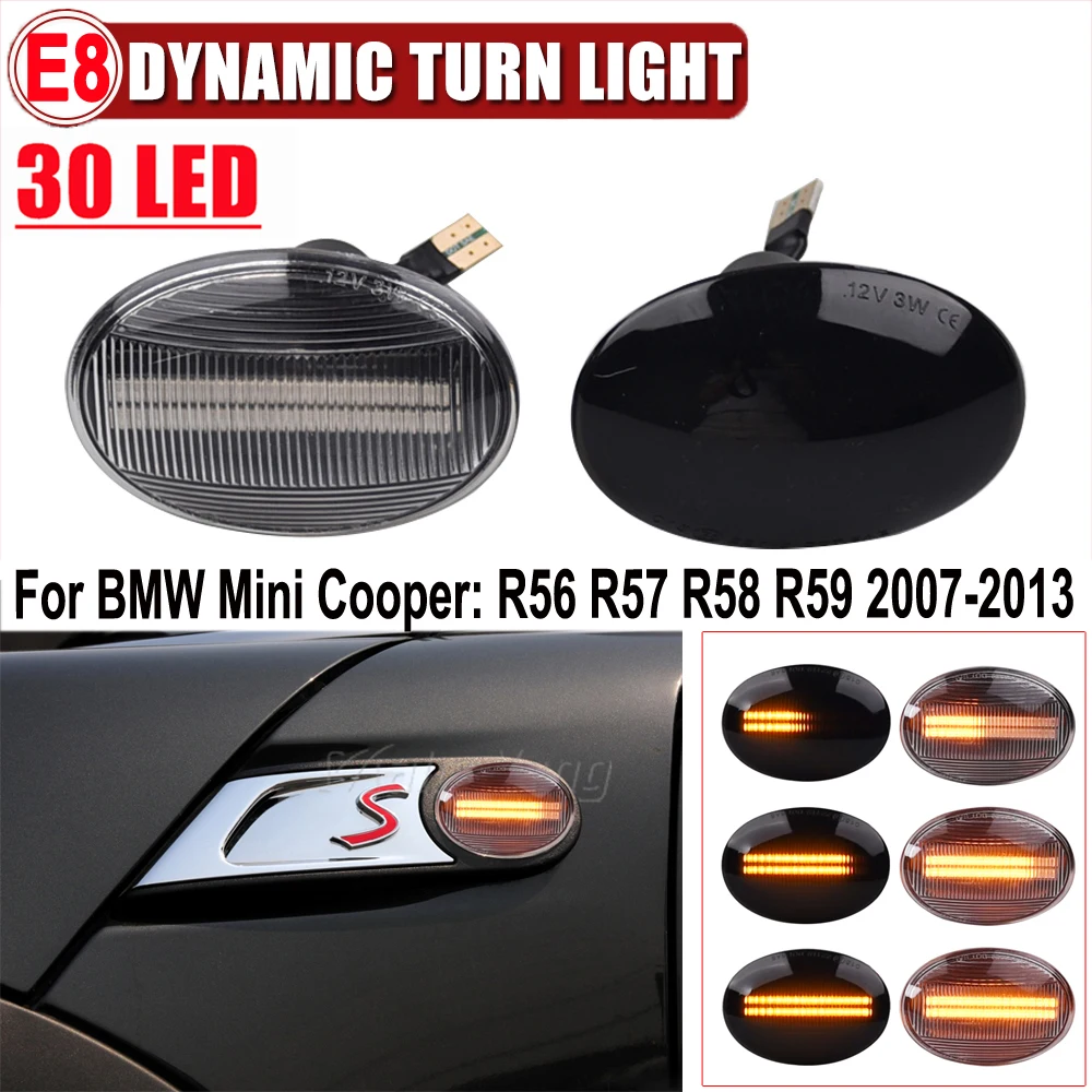 2pcs Flowing Turn Signal Light Dynamic LED Side Marker Side Indicator For BMW MINI Cooper R55 R56 R57 R58 R59 CL-R56-LSM-SM