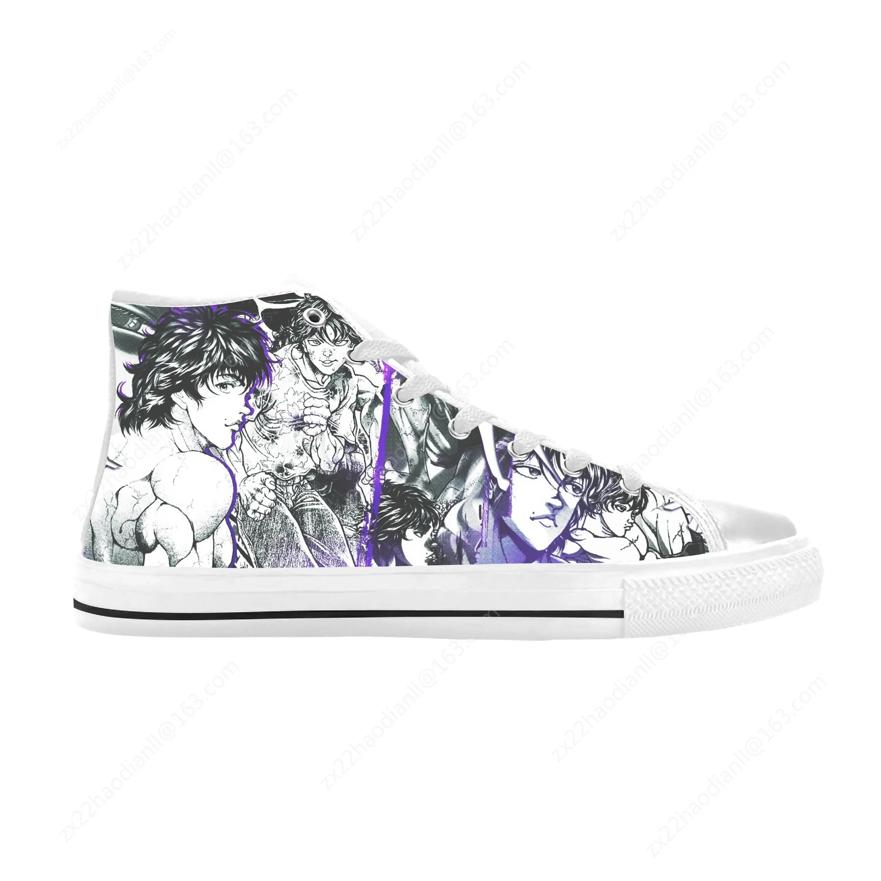 Japanese Anime Manga Baki Hanma Baki The Grappler Casual Cloth Shoes High Top Comfortable Breathable 3D Print Men Women Sneakers
