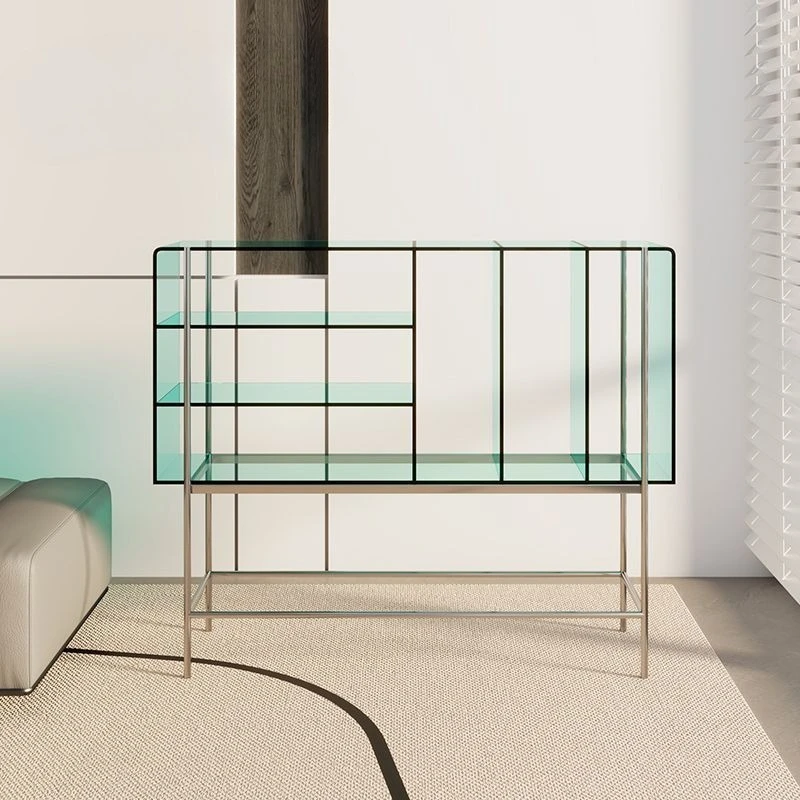 Medieval style home floor-to-ceiling multi-layer shelves, modern Internet celebrity designer acrylic, storage wall shelves
