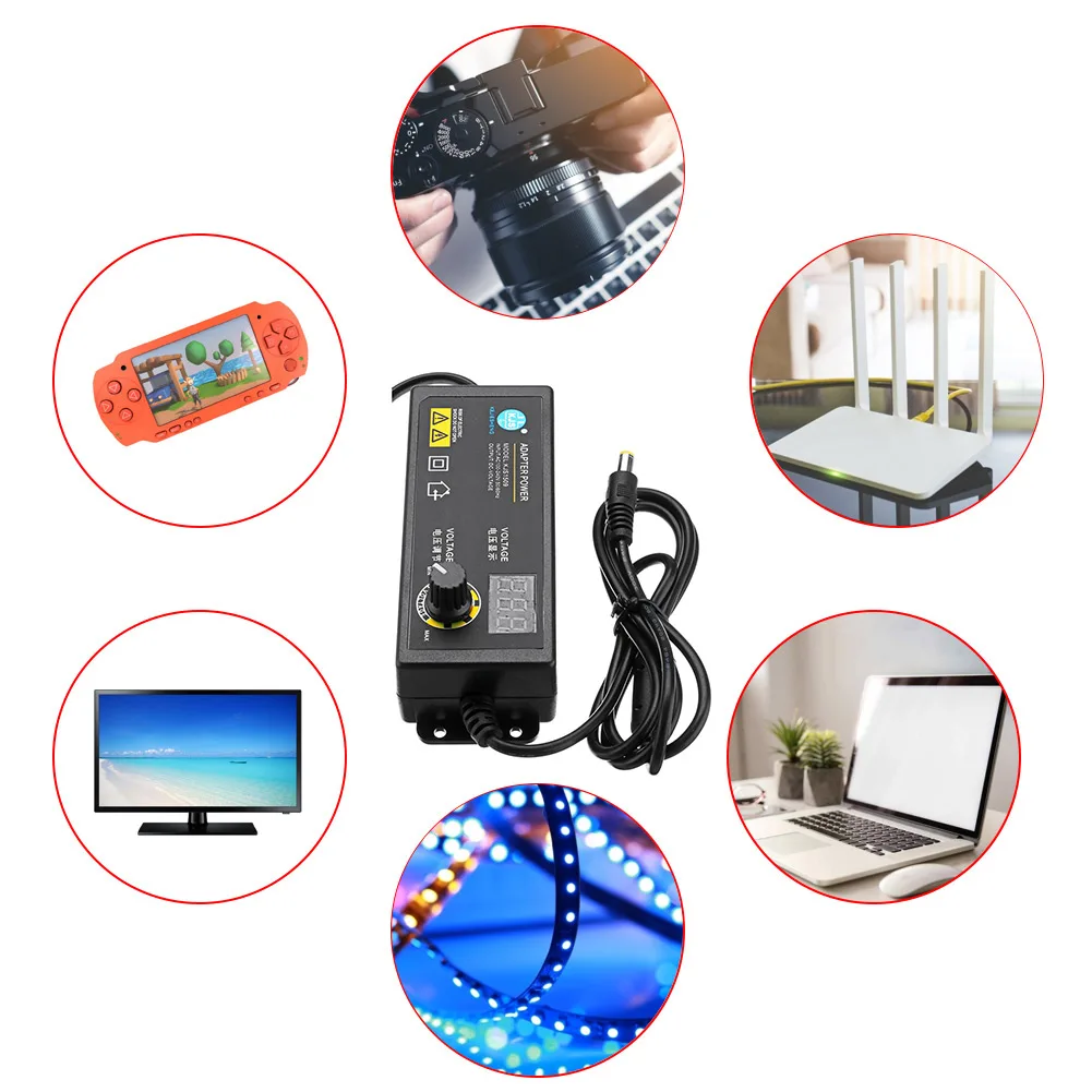 

ABS 3-36V 60W Power Switching Adapter Adjustable Voltage with LED LCD Digital Screen Portable Game Motor Router