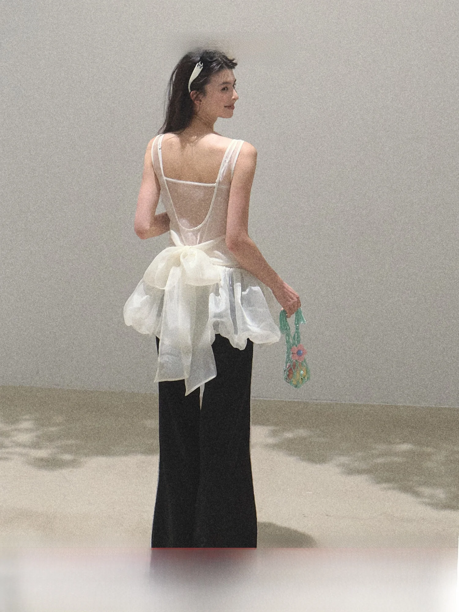 

Ele Cloud Gift Pearl Soud Knot Design Faionable Bud Dr Women's Polyester Fiber Midi Skirt Svel Dr