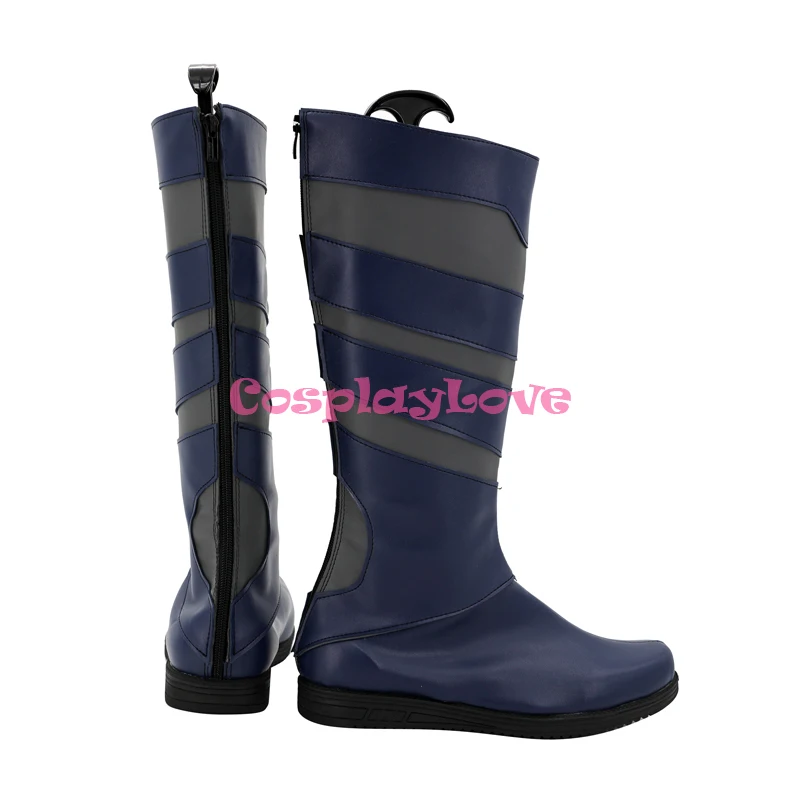 CosplayLove LOL Game Battle The Unforgotten Yone Coslay Shoes Stivali lunghi blu scuro in pelle realizzati su misura