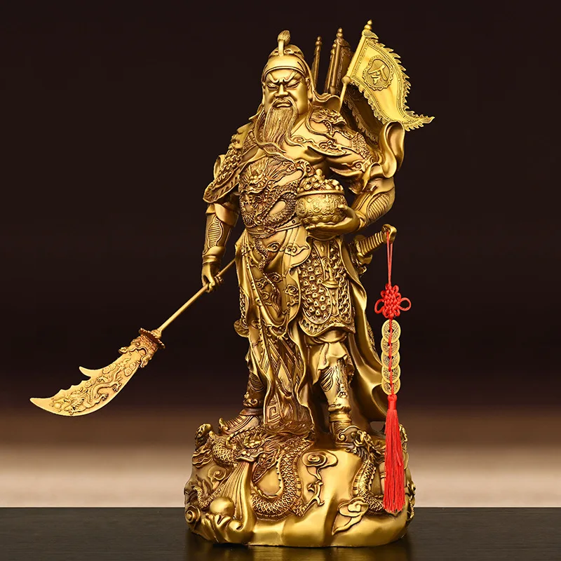 Pure Copper Tobao Gong Decoration Kowloon Lifting Knife Guan Er Wu God Of Wealth Statue Home Store Opening Housewarming Gif