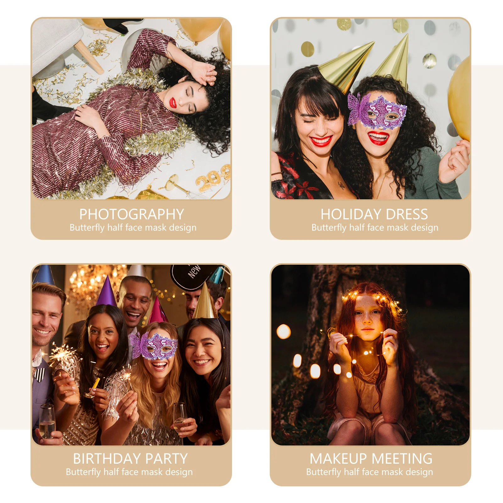 Máscara de mascote de borboleta, renda e plástico, meia face, máscara de festa para mulheres, baile de máscaras, halloween, cosplay, fantasia, adereço de festa