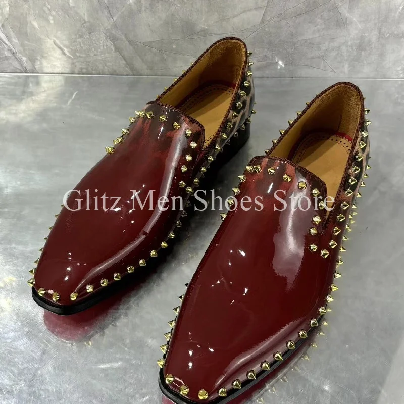 

Men's Shoes Leopard Splicing Stylish Casual Loafers Rivet Flats Calf Slip-on Leisure Men Handmade Banquet Weeding Dress Shoes