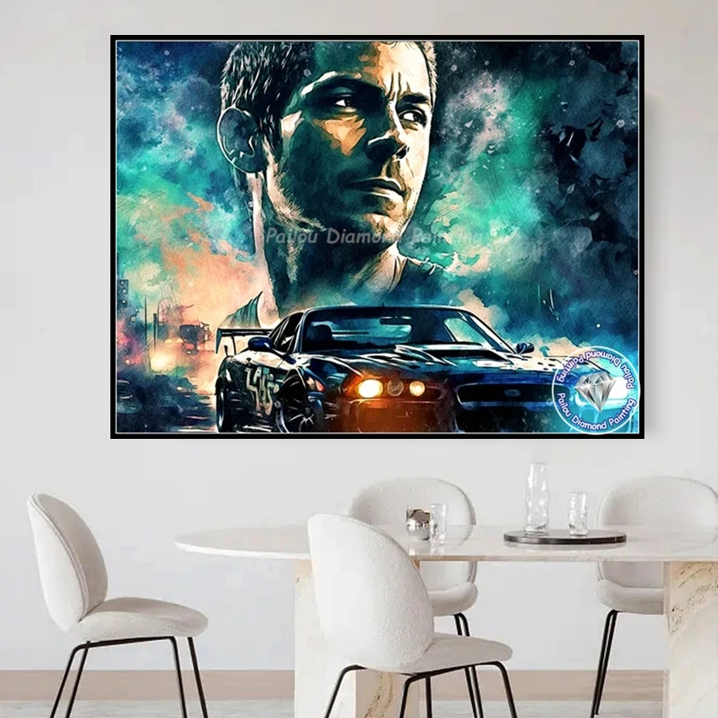 Classic Movie Fast And Furious 10. Diamond Rhinestone Painting Art Paul Walker And Cars Full Square Drill Cross Stitch Home Decor