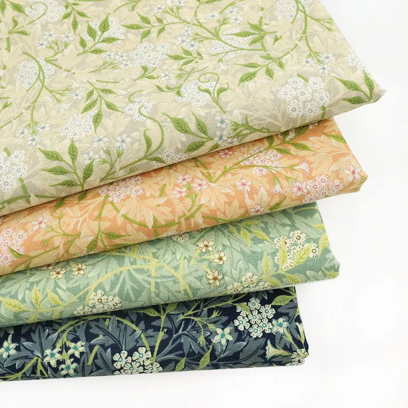 45x108cm Morris Four Color Jasmine 20s Pure Cotton Vintage Elegant Fabric For DIY Sewing Patchwork Quilting Handmade Cloth