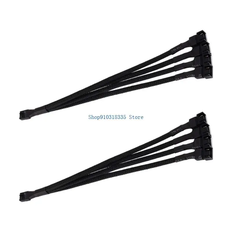 2PCS 26cm 4Pin PVC Fan Splitter Extension Cable for Customs Assembly