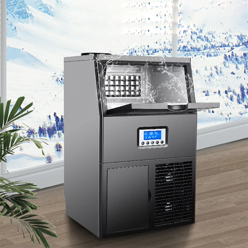 Máquina para hacer cubitos de hielo grande de 45kg, ZBS-30 comercial, tienda de té de la leche, pequeña máquina automática para hacer hielo y cepillar el hogar, todo en uno
